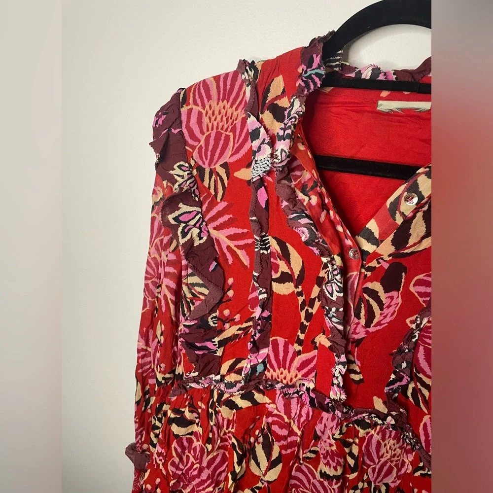 NWT Farm Rio Rio Ruffled Tiered Mini Dress Vibrant Tropical - Picture 7 of 13